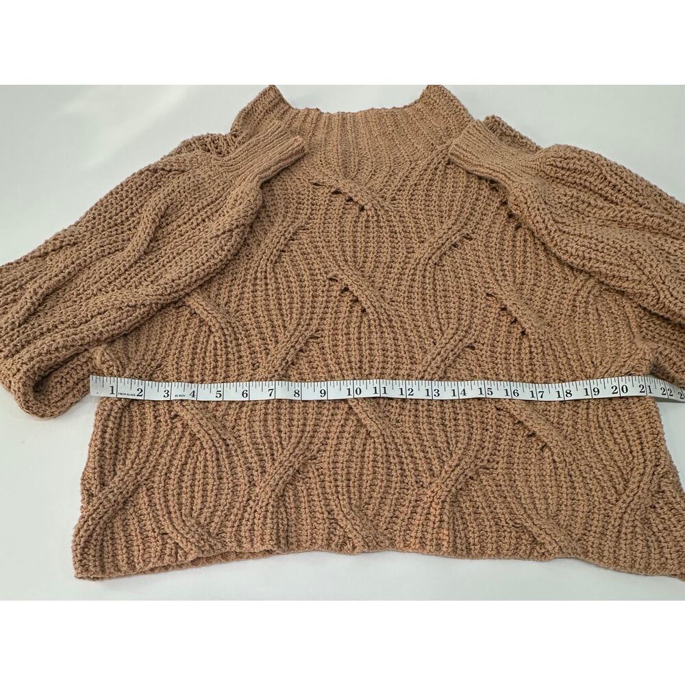 Free People Light Brown Chunky Knit Turtleneck Sweater XS - Picture 8 of 9